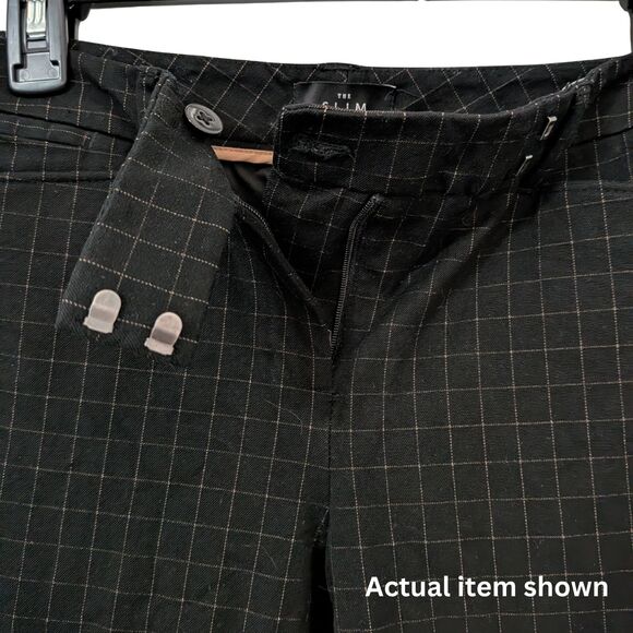✨ WHBM Black Plaid "THE SLIM ANKLE" Pants Size 0 Stretch Rayon Cotton - Picture 6 of 8